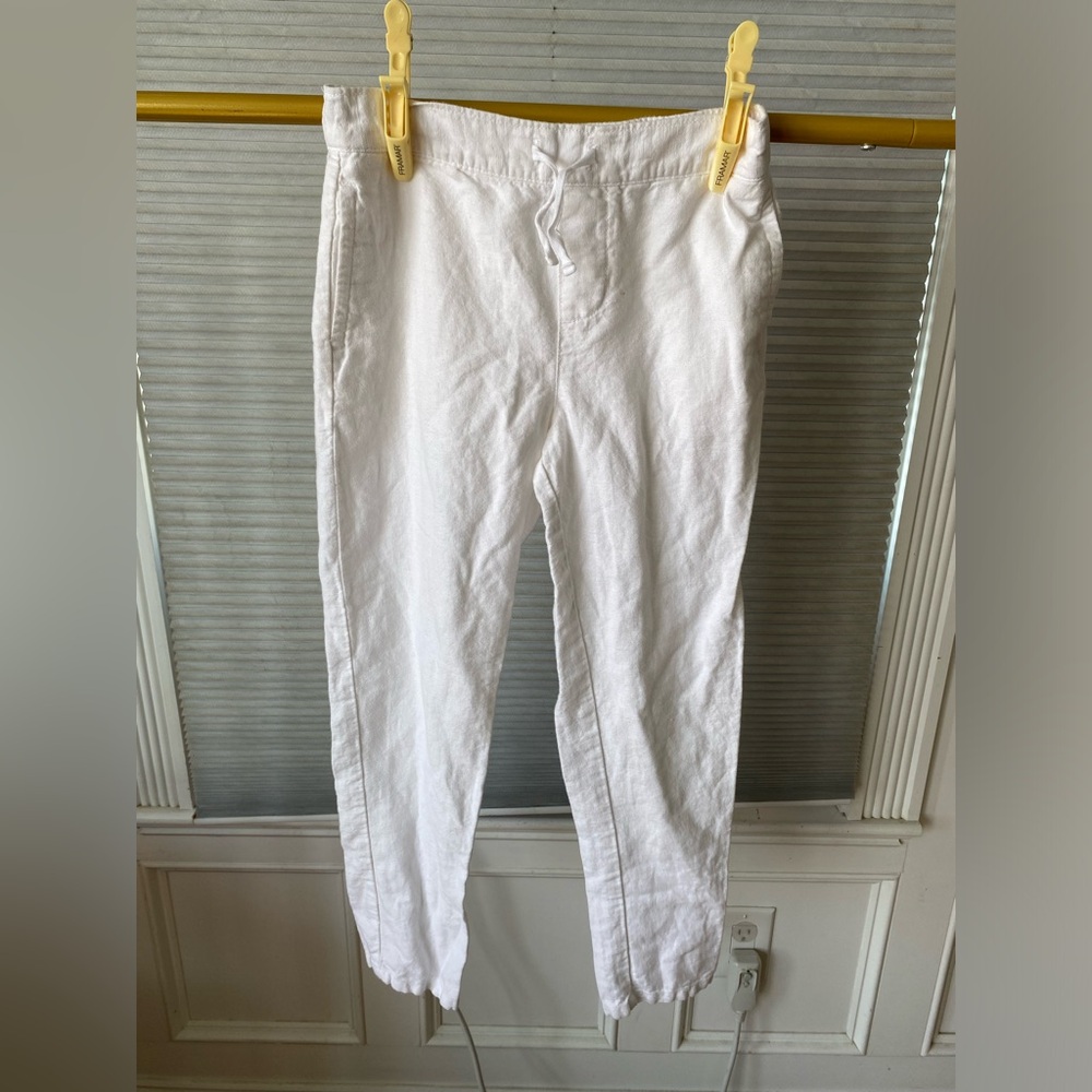 Janie and Jack White Linen pull on pants